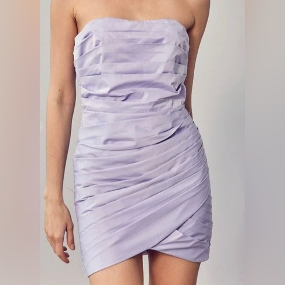 Strapless Lavender Purple Ruched Mini Dress Size Medium